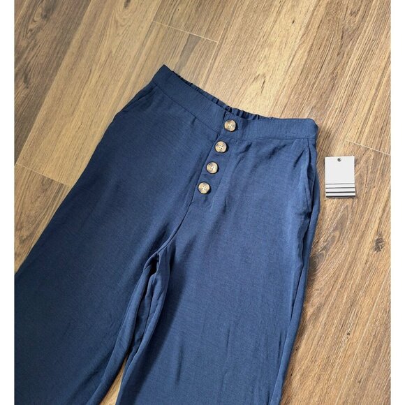 NWT Ophelia Roe Wide Leg Lightweight Textured Pants Size S/M Elastic Waist Pocke - Picture 5 of 8